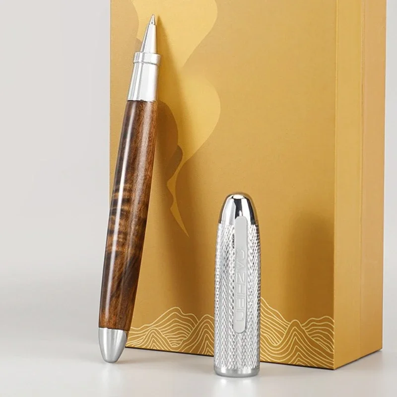 Hot Luxury Phoebe Wood M B Ballpoint Pen 0.7mm Black Practice Writing Office Gel Pens Silver Business Gift Stationery Ball Pen