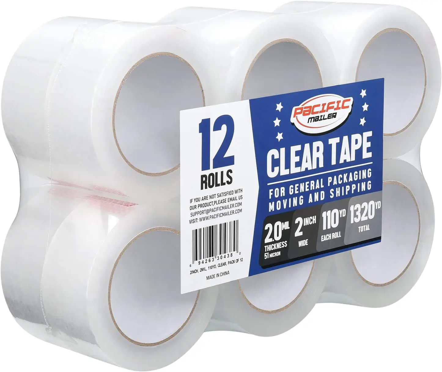 

Clear Packing Tape, Packaging Tape for Shipping Packaging Moving Sealing 2 Inch Wide, 2.0mil Thickness, 110 Yard Per Rol