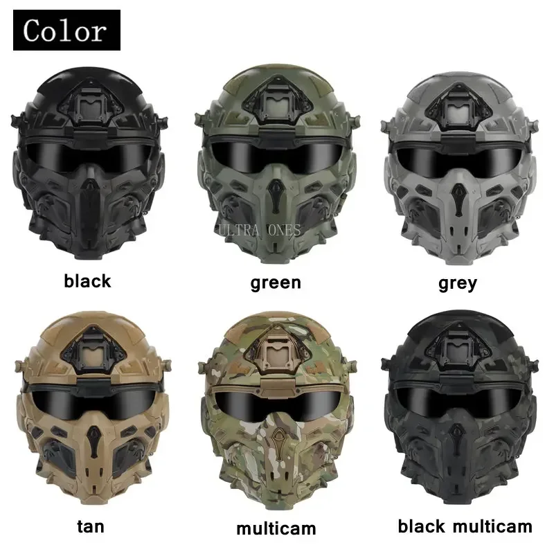 Tactical Full-covered Helmet Paintball Airsoft Cs Games Helmets with Communication Headset Shooting Hunting Head Protector