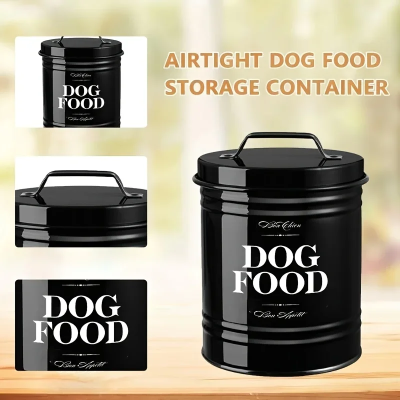 Airtight Metal Dog Food Container Pet Food Storage Container Dog Feeding Sealed Dry Food Holder Household Organizer Pet Supplies