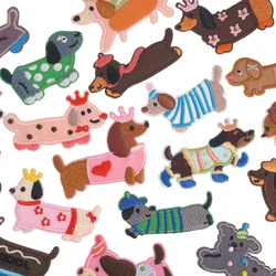 1 Piece Cute Dachshund Embroidered Patch Pet Dog Applique Self Adhesive Stick On for Clothes Backpack Jeans Bag