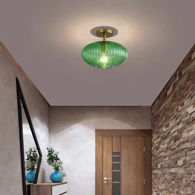 Luces de techo de cristal LED nórdicas, lámpara de techo de cristal minimalista para baño, balcón, dormitorio, entrada, accesorio de iluminación