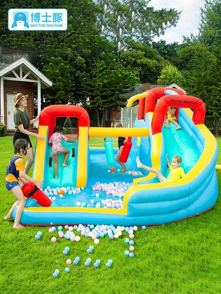 Double Slide Inflatable Castle Indoor Outdoor Children Trampoline Jumping Bed