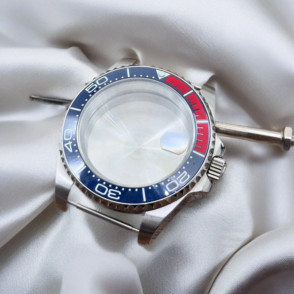 الياقوت الزجاج 40 مللي متر نغمتين الفضة الذهب الفرعية ساعة حافظة 904L اليوبيل سوار 100 متر مقاوم للماء متوافق NH34 NH35 NH36 NH37 NH3