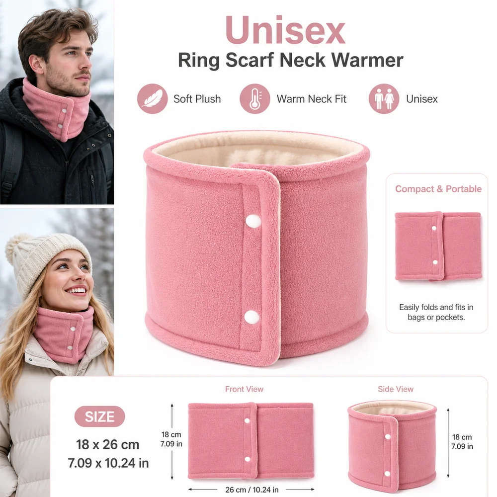 New Double Layer Ring Scarf Polar Fleece Thick Neck Gaiter Wind Protection Soft Neck Scarf Daily Wear