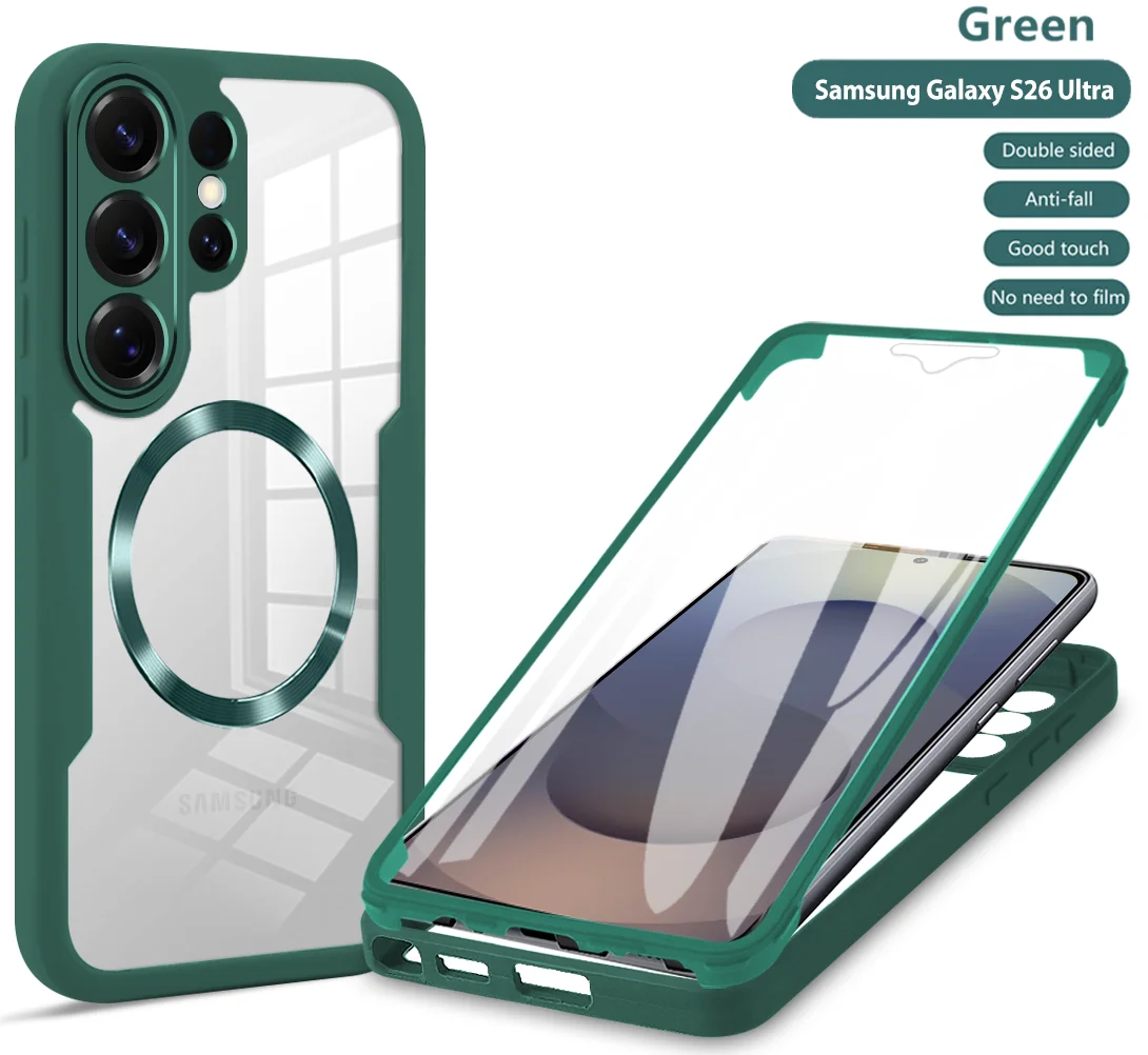 Hot 360 Full PTE Protection Screen Clear Magnetic Case for Samsung Galaxy S26 S25 Edge S24 S23 S22 Ultra  FE A07 A56 A36 A26 A16