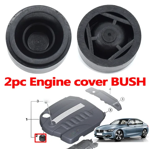 Крышка двигателя для BMW, резиновая втулка для BMW 1 2 3 4 5 6 7 Series X1 X3 X4 X5 X6 E81 E87 F20 E90 F30 F10 G30 E83 F25 G05 F15, 2 шт.
