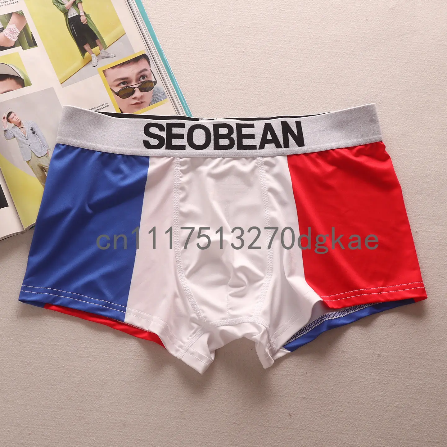 SEOBEAN Men's Flag Pattern Printed Boxer Briefs Elastic Waist Soft Breathable Comfort Daily Male Underwear Casual Underpants