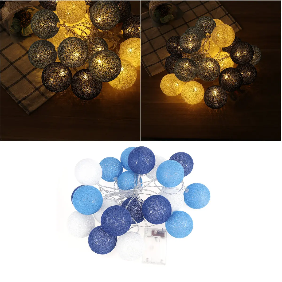 

Cotton Thread Ball LED String Light Meter 20 Bulbs Romantic Elegant Decorative Fairy Lights for Fashion Show Stage Club