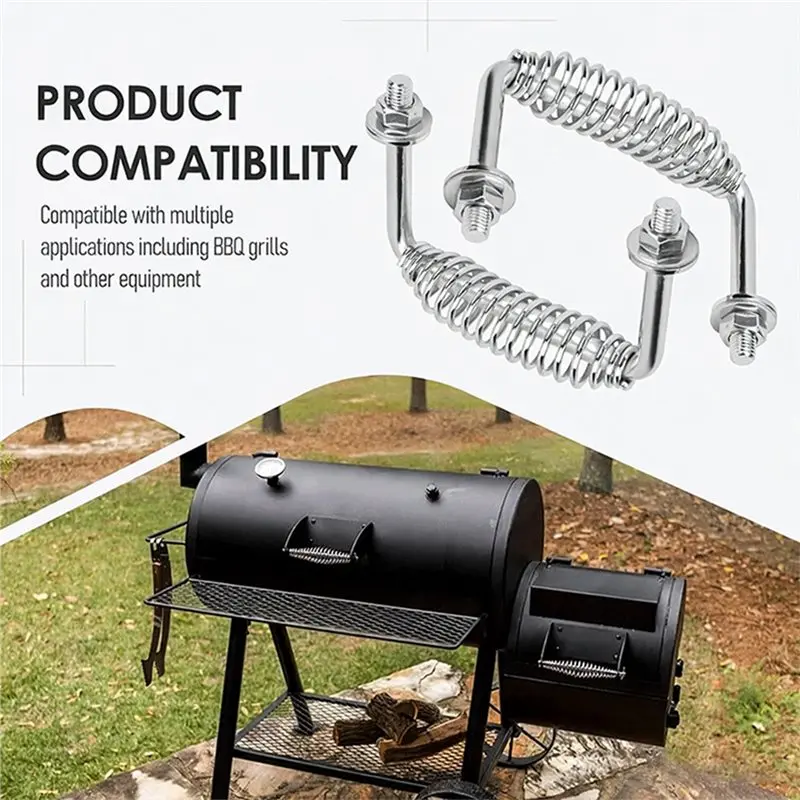 ABBO-BBQ Grill Handle For BBQ Grills, Wood Stoves Bolt On, Includes Hardware Spring Handle