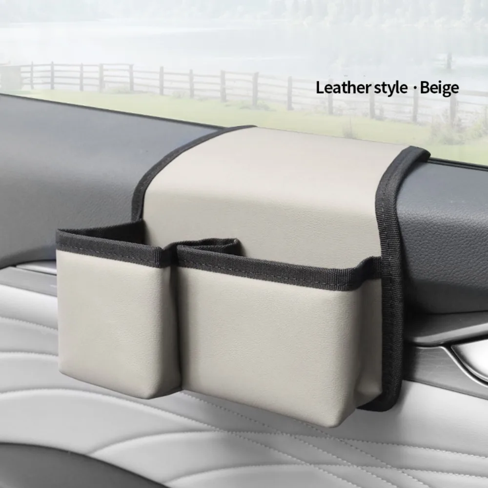 

Универсальный органайзер для автомобиля из кожи с 2 карманами, на боковую дверь, многофункциональный, удобный, с подстаканником и подлокотником
