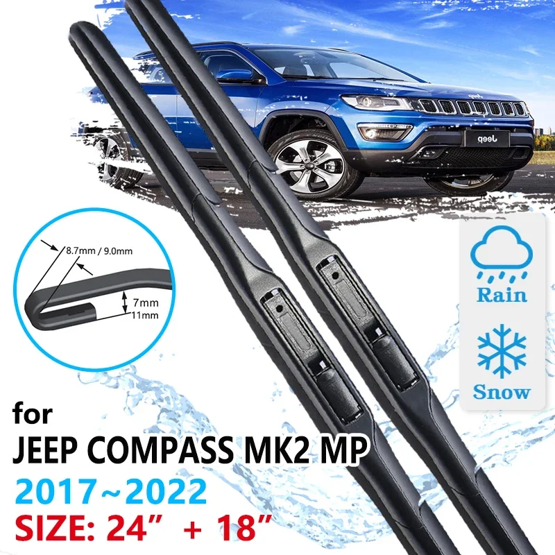 

Car Front Wiper Blade For Jeep Compass MK2 MP 2017 2018 2019 2020 2021 2022 Windscreen Windshield Wipers Windows Car Accessories