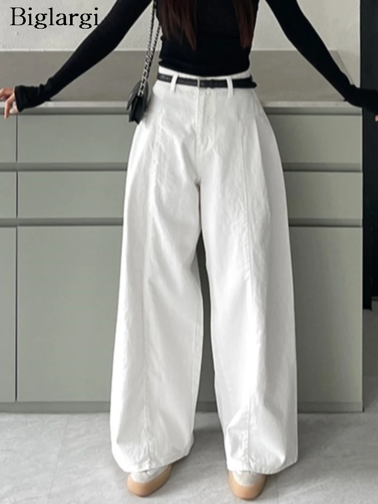 Jeans Spring Summer Long Wide Leg Pant Women High Waist Fashion Casual Korean Style Ladies Trousers Loose Pleated Woman Pants