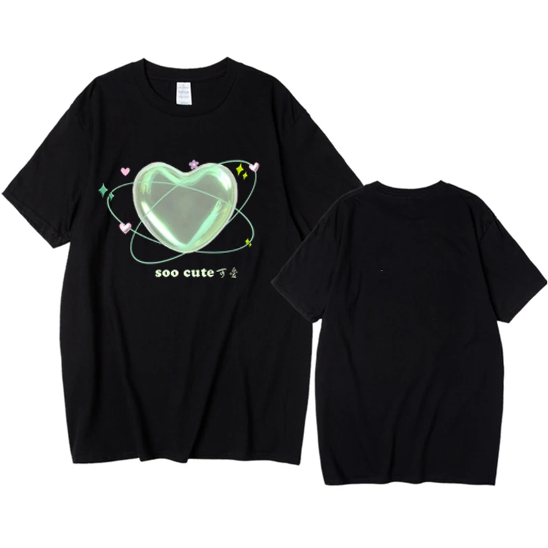 

Hot Sweet Y2k Heart Vintage Women T-Shirt Streetwear Short Sleeves Crew Neck Aesthetic Graphic Tops Fairycore Tee Girl Loose