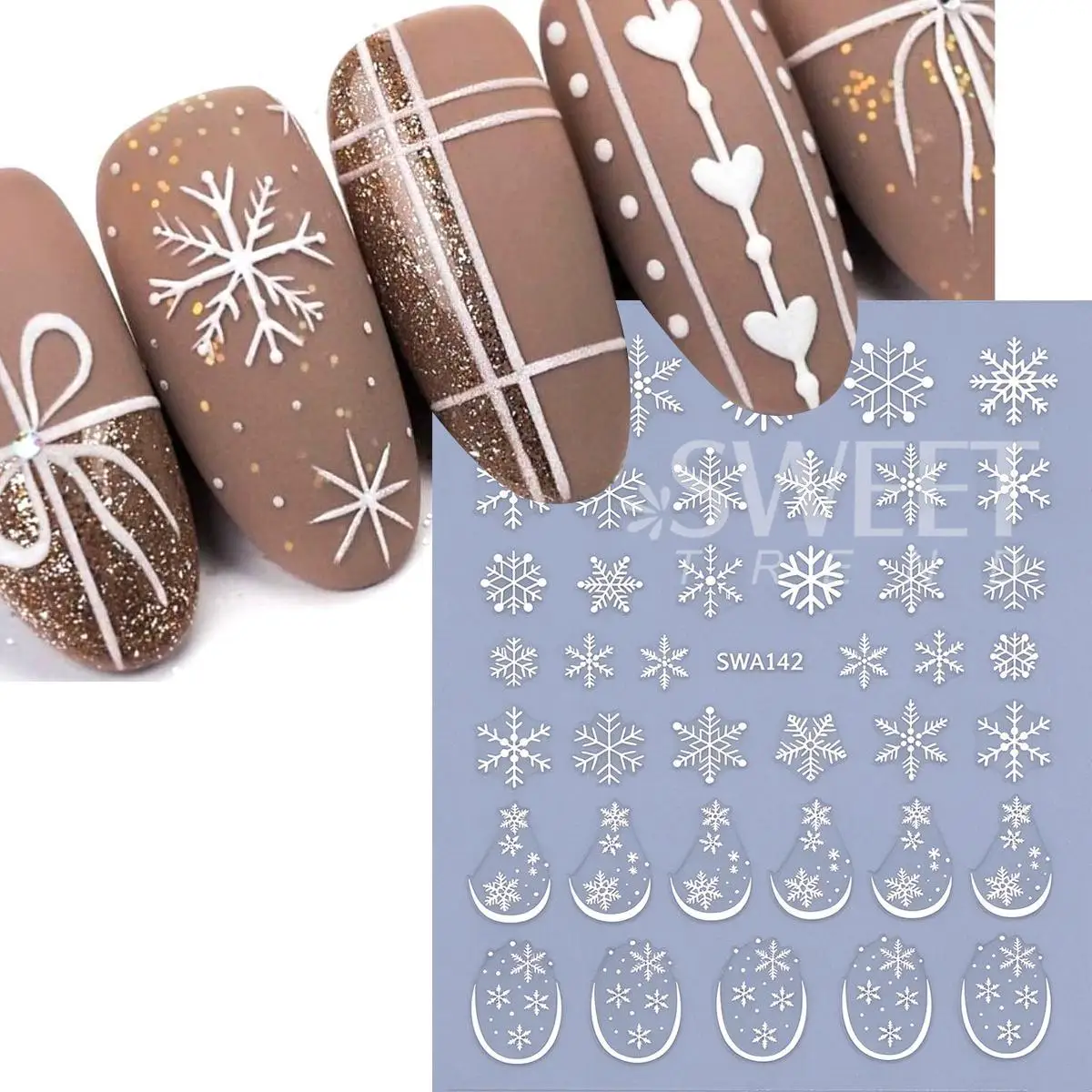 2pcs Cartoon Gingerbread Man Nail Sticker Snowflake Simple Melting Snow Sweater Lines Decals Winter DIY Christmas Manicure Decor