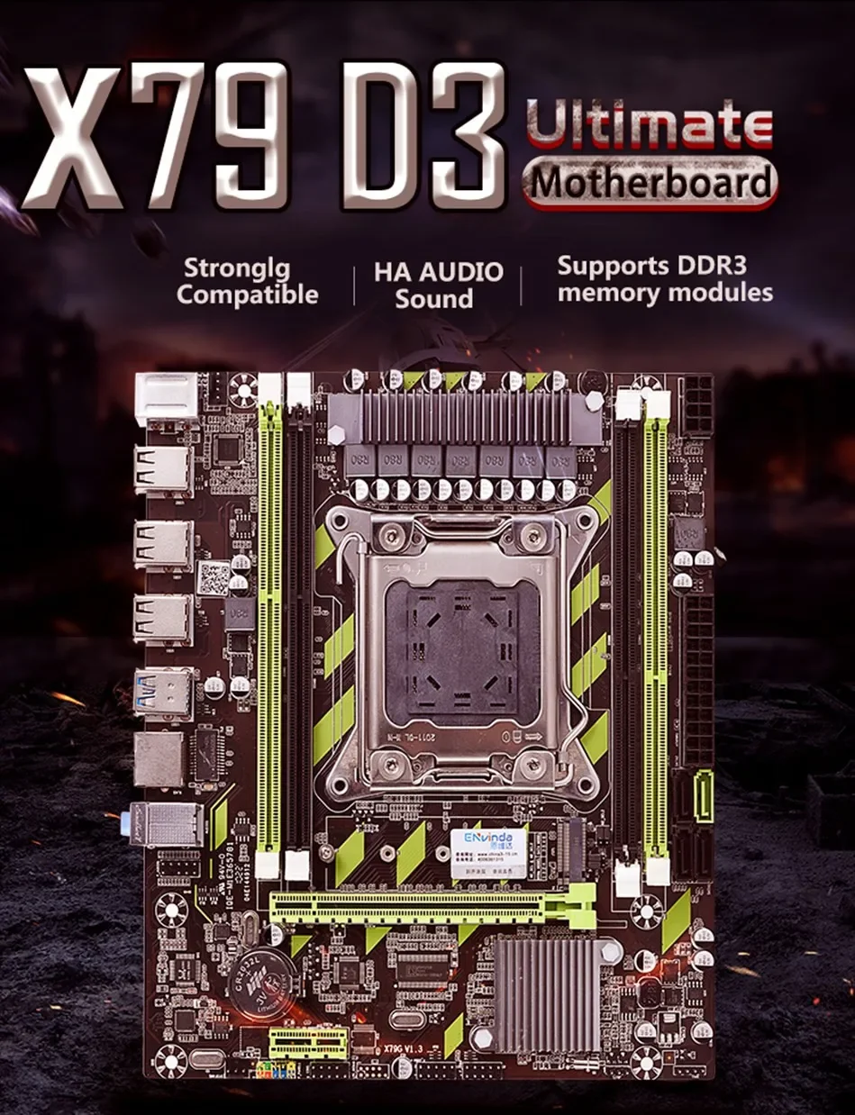 ENVINDA X79 Материнская плата LGA 2011 USB2.0 SATA3 Поддержка памяти REG ECC и процессора Xeon E5 4DDR3 PCI-E NVME M.2