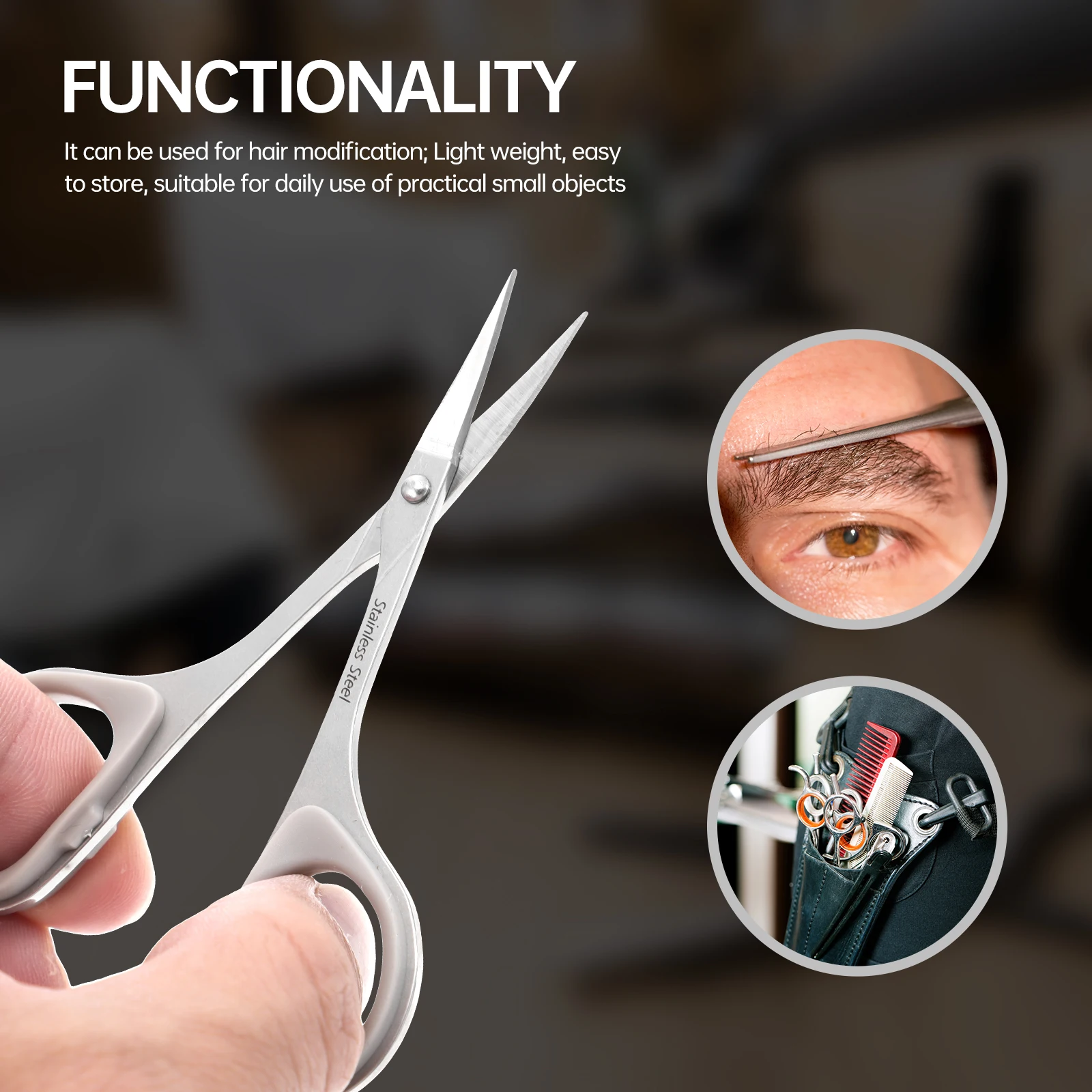 3 قطعة مقص ماكياج الفولاذ المقاوم للصدأ قسط الحاجب اللحية الأنف الشعر التهيأ التشذيب مقص مجموعة أداة شعر الوجه