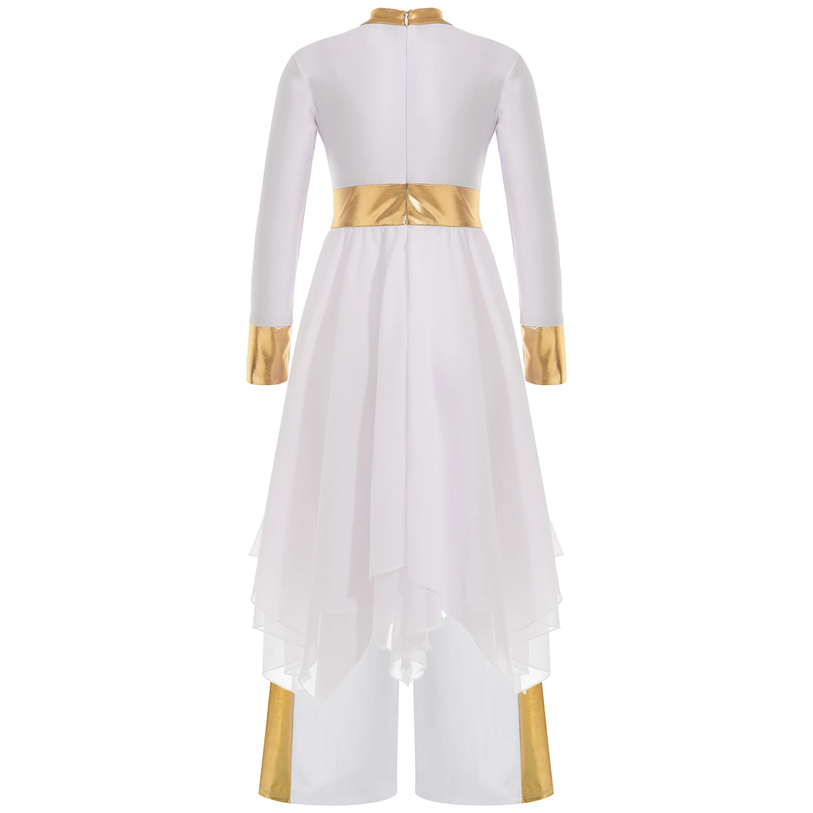 Kinderen Meisjes Liturgische Lof Lyrische Dans Kerkkoor Aanbiddingskostuum Set Jurk met lange mouwen Metallic met wijde pijpen