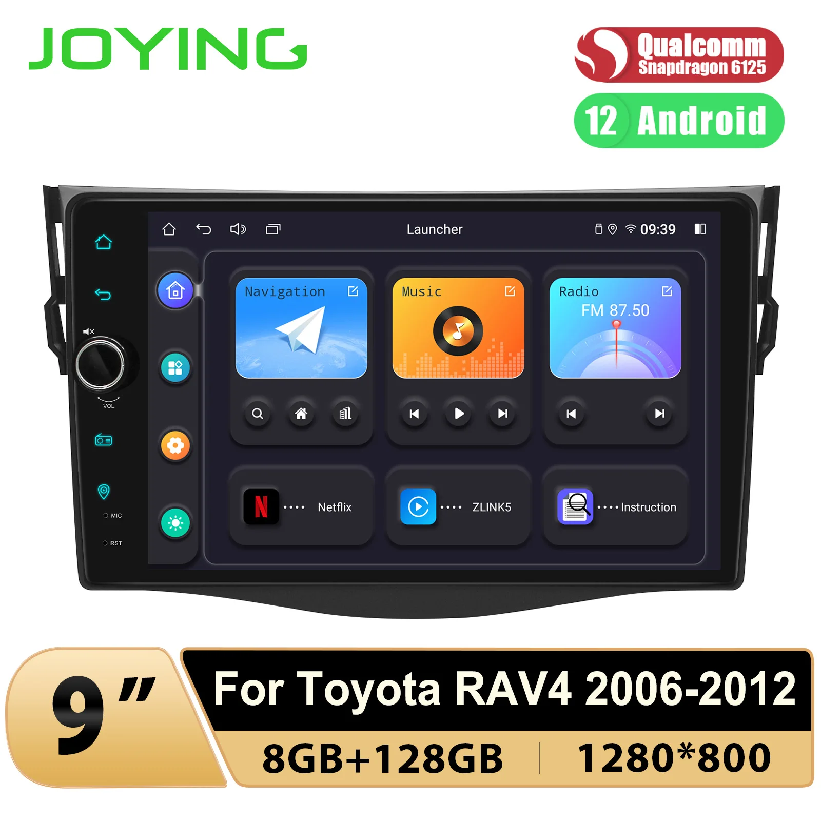 

Joying 9"8G 128G Head Unit Car Radio Stereo Sound System With Carplay Android Auto For Toyota RAV4 2006-2012 Plug and Play .