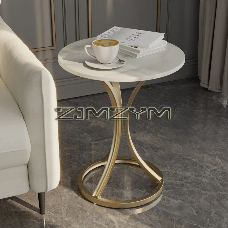 1Pc Round Coffee Table Marble Living Room Sofa Corner Table Simple Balcony Small Round Table Side Table