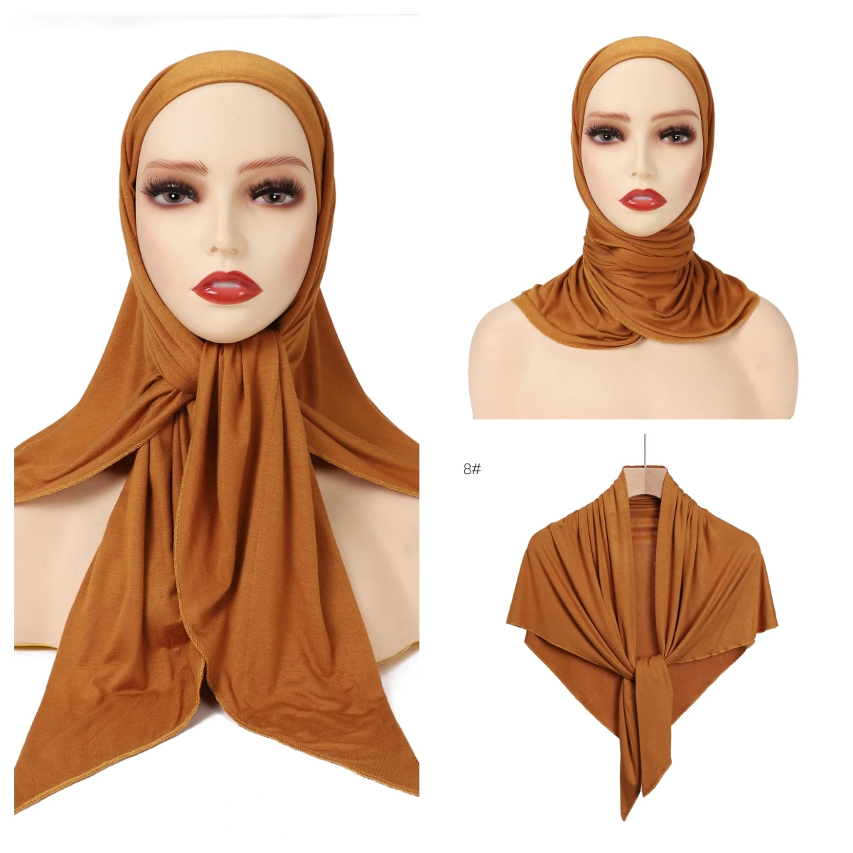 High Quality Plain Solid Muslim Headscarf Elastic Cotton Jersey Hijab Shawl Women Soft Modal Triangle Jersey Scarf Turban