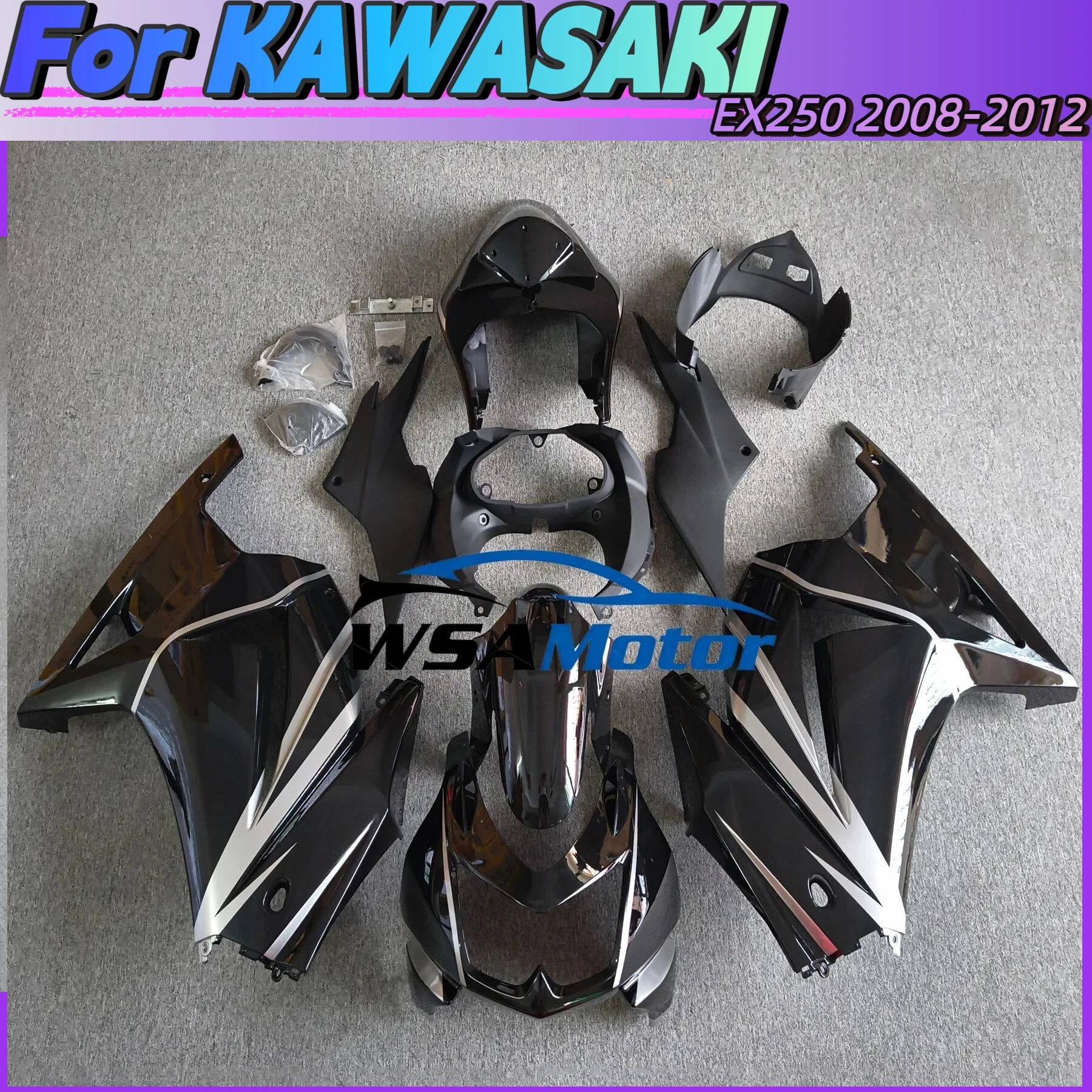 Motorcycle Fairing Kit Suitable for EX250 250R 08-12 Years 2008 2009 2010-2012 Fairing Green Black