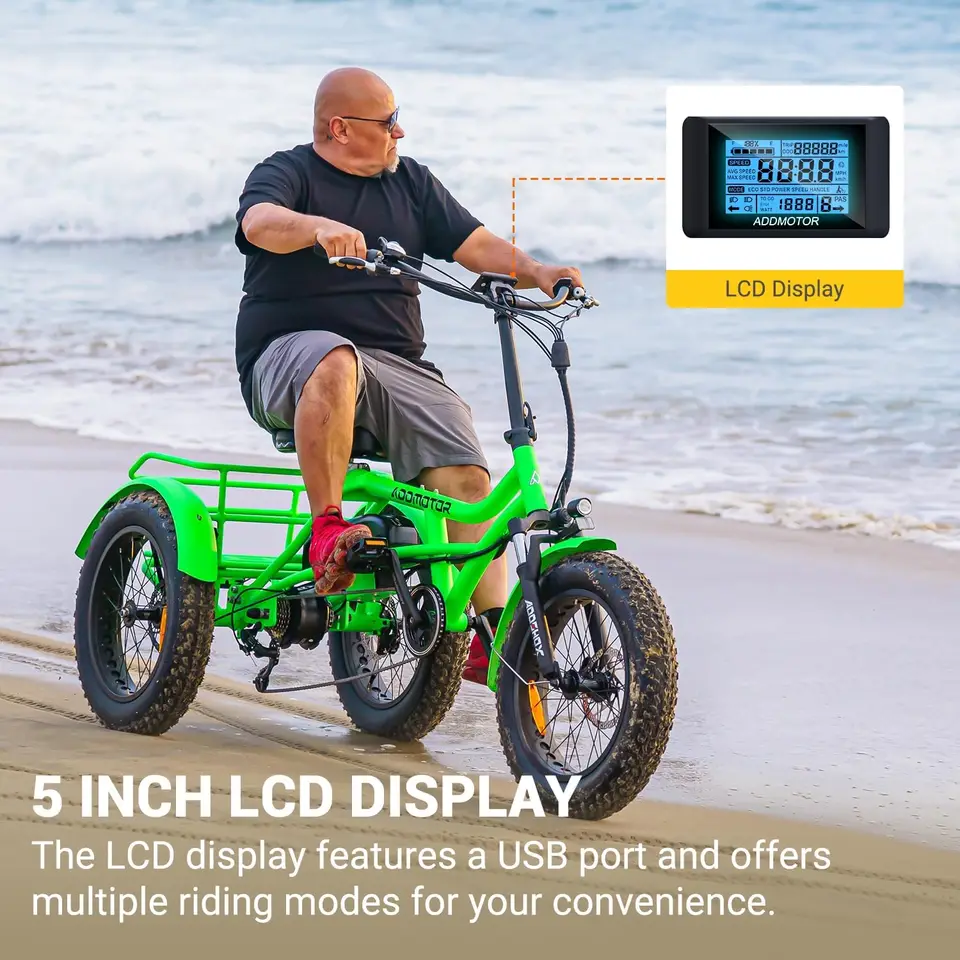 M-360 Electric Tricycle for Adults, UL2849 3 Wheel Electric Bicycle, 750W 85Mi 48V 20Ah 380LBS 20'' Semi-Recum image 8