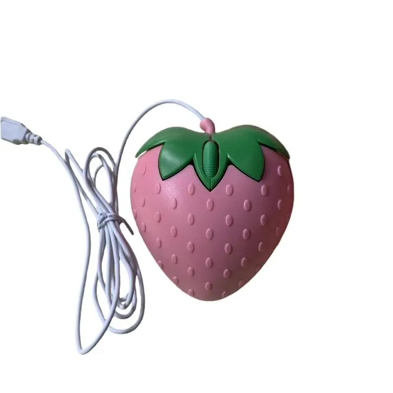 1Pcs USB Optical Mice 3D Mini Cute Cartoon Strawberry Wired Mouse For Laptop PC Gamer Girl Computer Strawberry Mouse Gaming