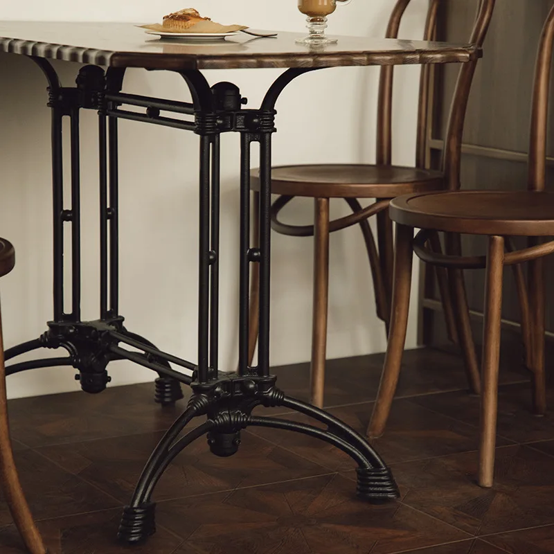 Retro americano mesa de jantar de madeira maciça retangular pernas de mesa de ferro forjado restaurante cafeteria