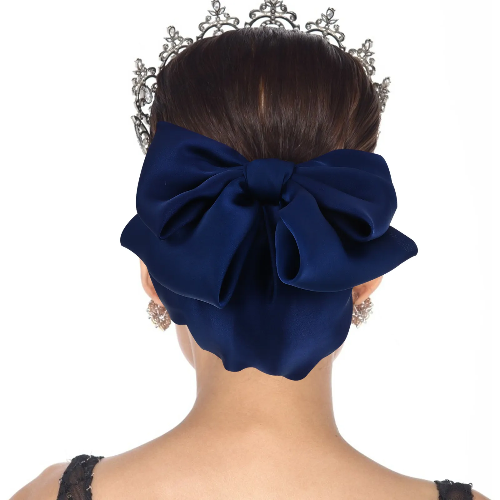 Bowknot Hairnet Large Bow Bun Cover Stylish Hair Clip for Women Formal Dresses Office Elegant Hair Decoration Accessories