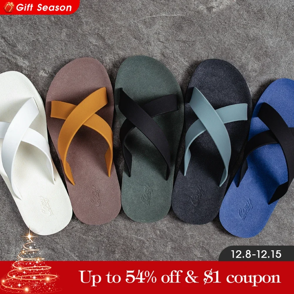 Maden Men Summer Beach Sandals Casual Outdoor Rubber Sandals Slippers Male Crossover Slippers