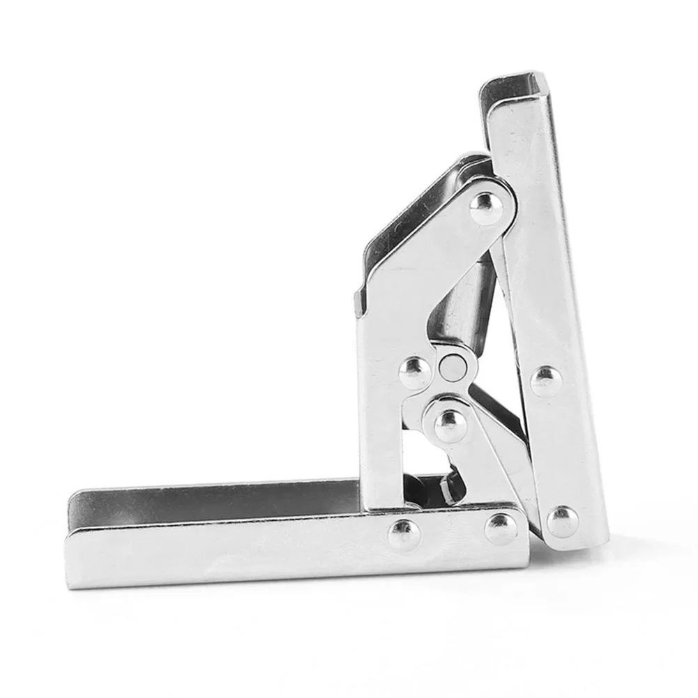 2PCS 90 Degree Self-Locking Folding Hinges Hole-free Hinge Table Leg Brackets 90/180 Degree Flat Spring Folding Hinge