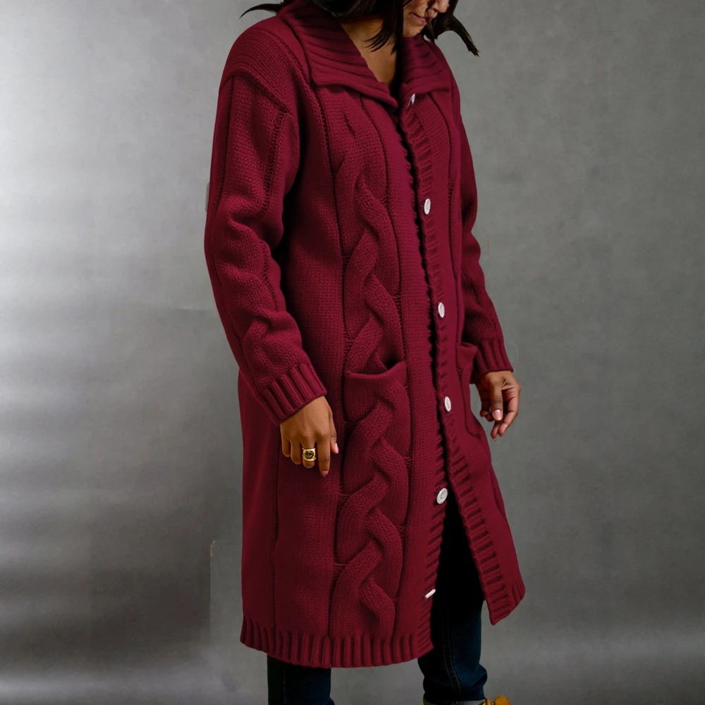 

Women's Long Sleeve Hooded Sweater Autumn Winter Fashion Comfortable Plain Maxi Button up Daily Wear