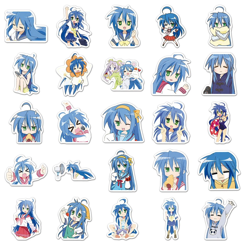 10/30/50 pçs bonito dos desenhos animados anime izumi konata adesivos decoração diy portátil telefone notebook mala carro diário crianças adesivo brinquedos
