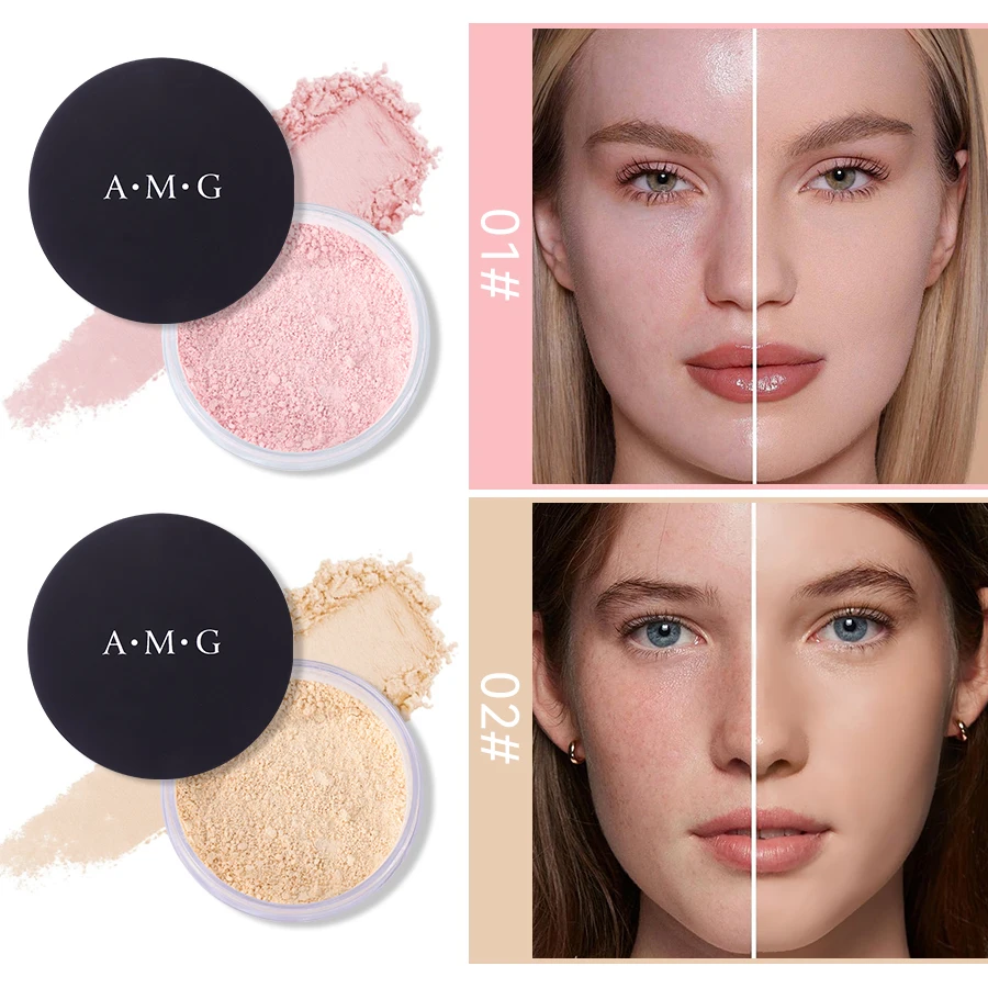 A.M.GMakeup Cipria 2 colori Trucco Cipria impermeabile con copertura sciolta Finitura della pelle Controllo dell'olio