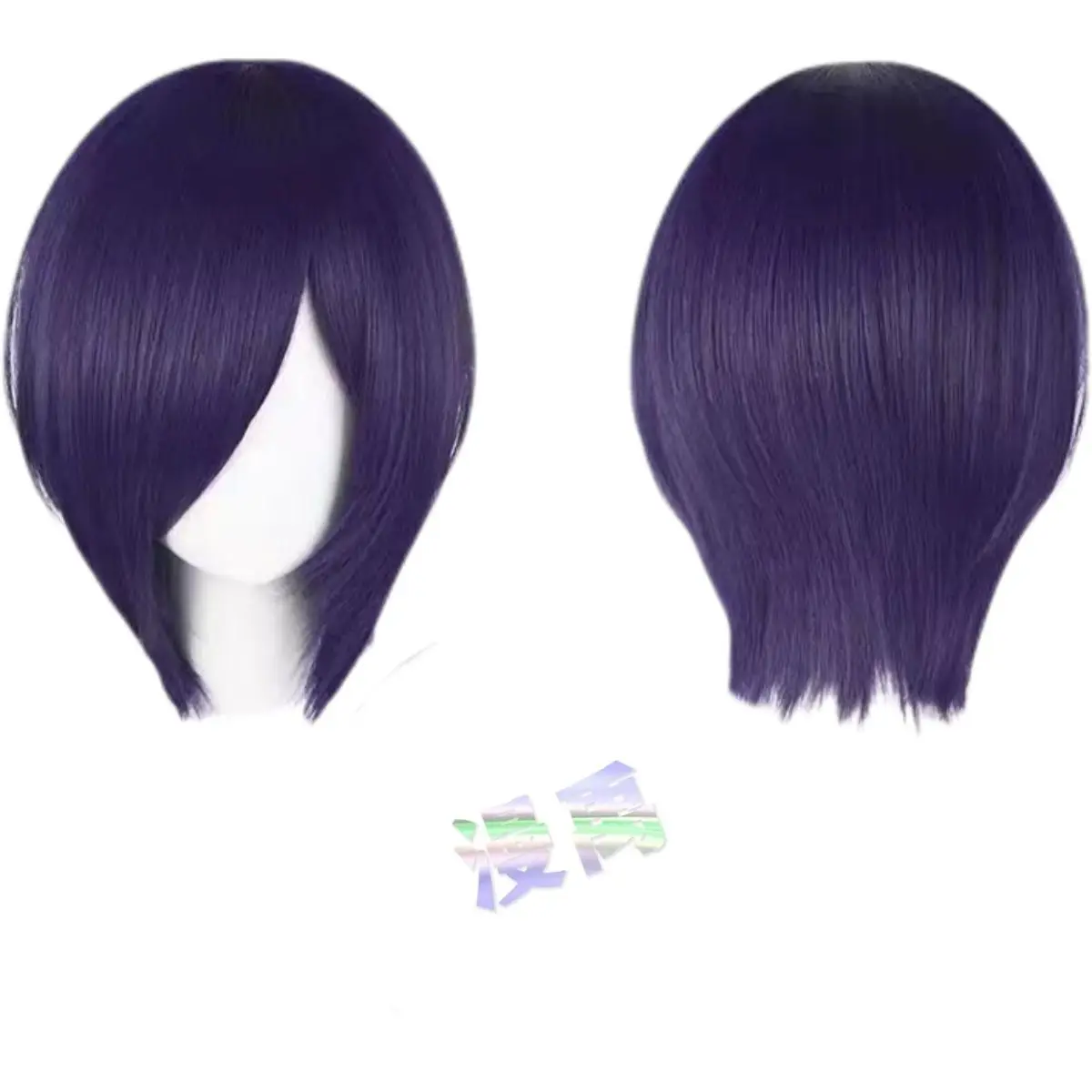 Peluca de Cosplay Tokyo Ghoul Touka Kirishima, pelo corto morado oscuro, simulación de cuero cabelludo con Clip de red