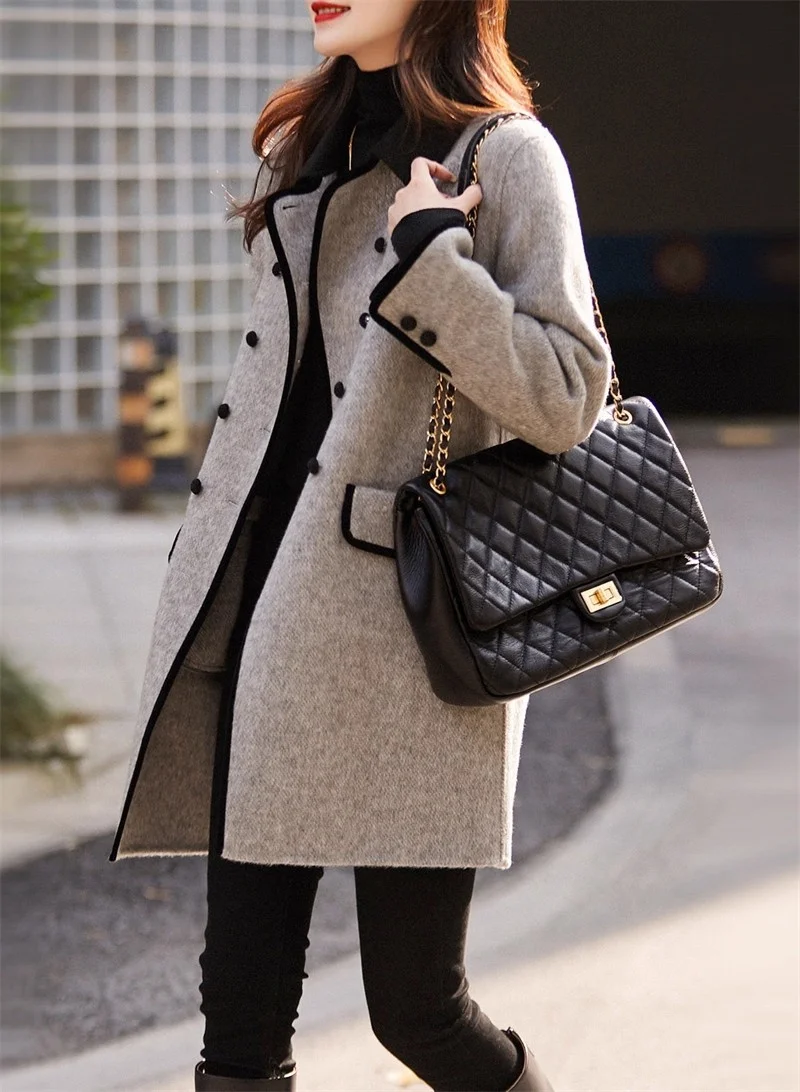Small Collar Woolen Coat for Women, 2025 Autumn and Winter New Fashion Korean Version, Slimming, Casual, Versatile Temperament,