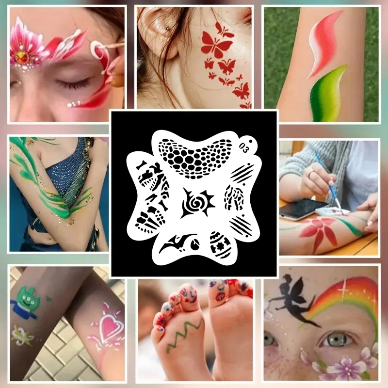10/1Pcs Face Stencils Body Paint Template Spray Painting DIY Template For Kids Birthday Party Reusable Painting Templates
