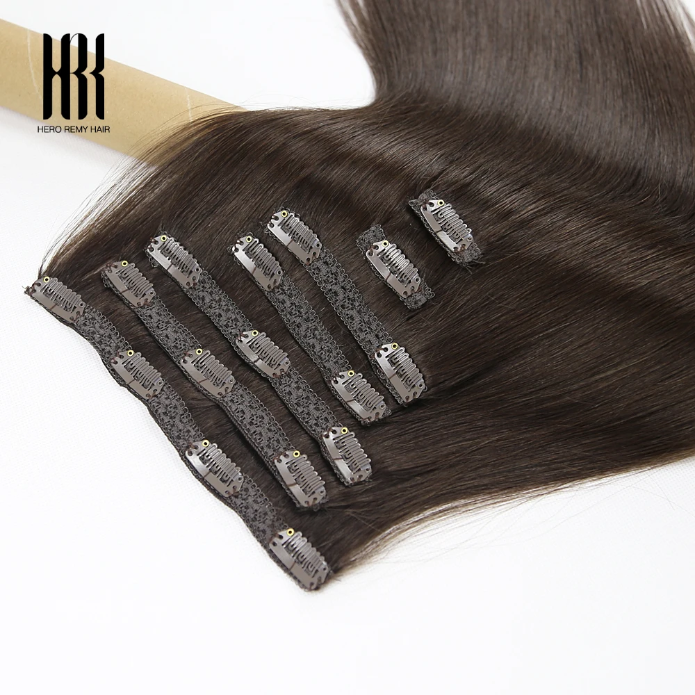 

Clip In Hair Extensions Human Hair 110G Straight Clip Ins Brazilian Remy Hair Extension 18-22 Inch Natural Black Color 7Pcs/Sets