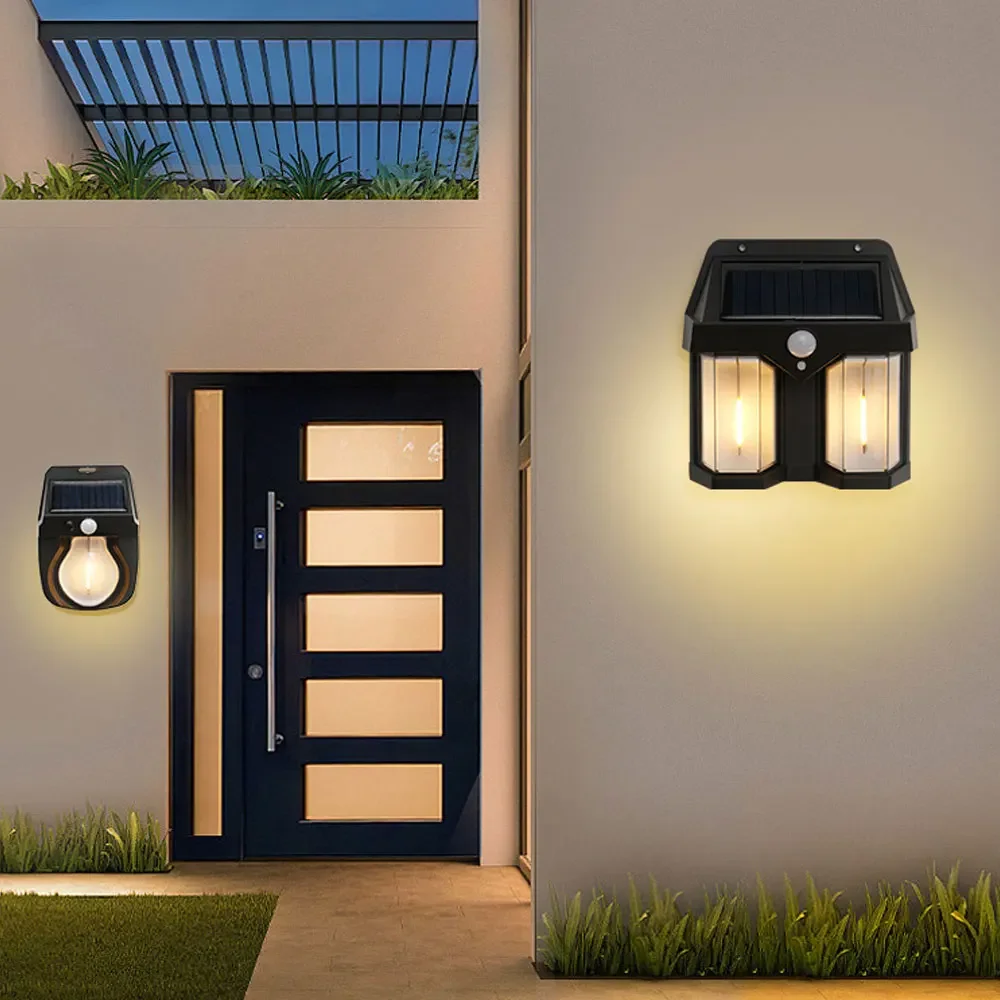 

1Pc Solar Powered Rechargeable Light Tungsten Wire Human Body Induction LED Lamp IP44 Waterproof Decorative Outdoor Wall Lamps