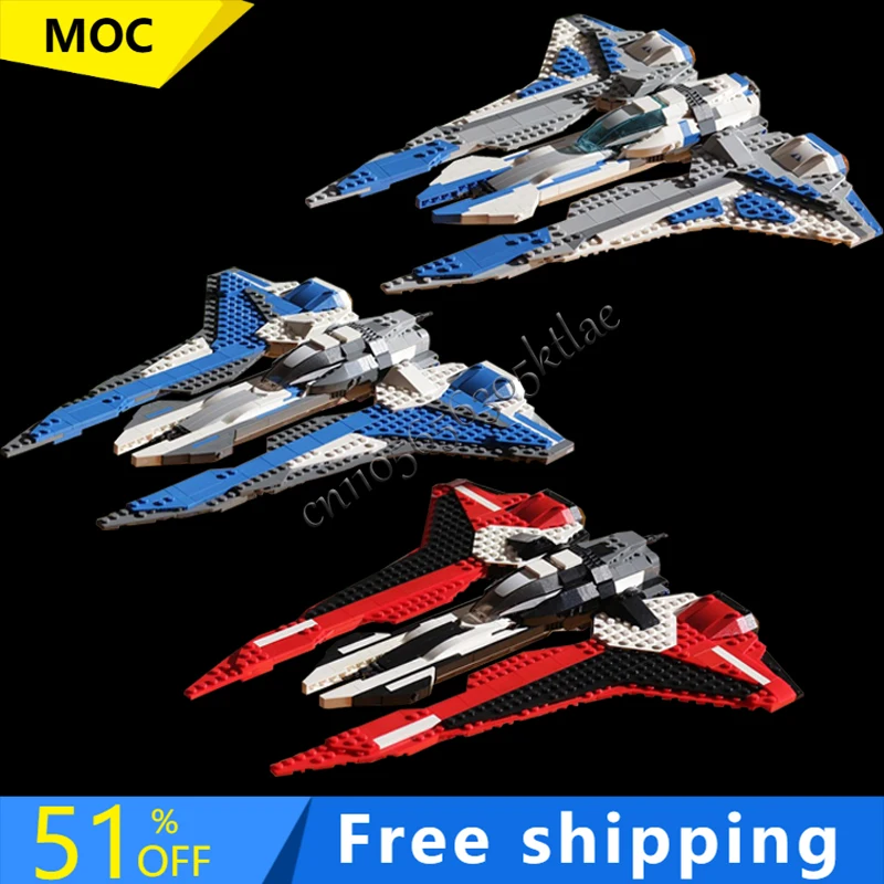 MOC Star Battle Vertical Moving Wing Starfighter Model Build Blocks Brick DIY Creative Assembly Educational Toy Collection Gifts