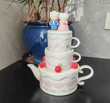 3件式Hello Kitty陶瓷杯禮物創意杯茶具茶壺辦公杯下午茶杯結婚婚禮家居裝飾 10 最佳銷售 Hello Kitty婚禮 - №10