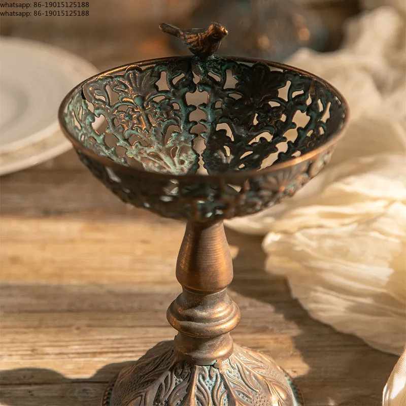 Retro old vase dried flower hotel flower utensils ornament dining table flower decoration wrought iron tray