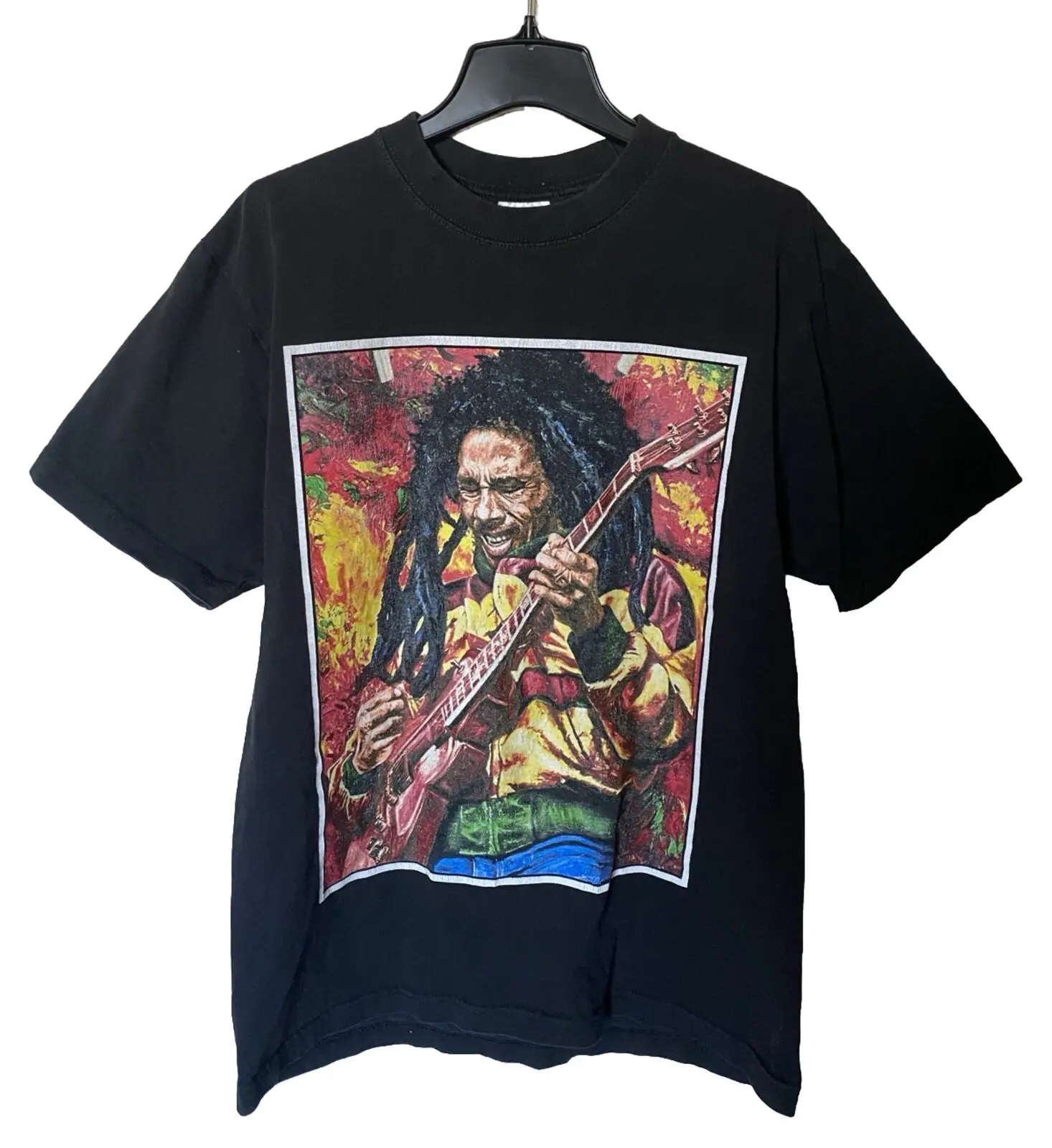 Vintage Bob Marley Shaka Wear Emotional Guitar T Shirt Black 2 Side L Rare