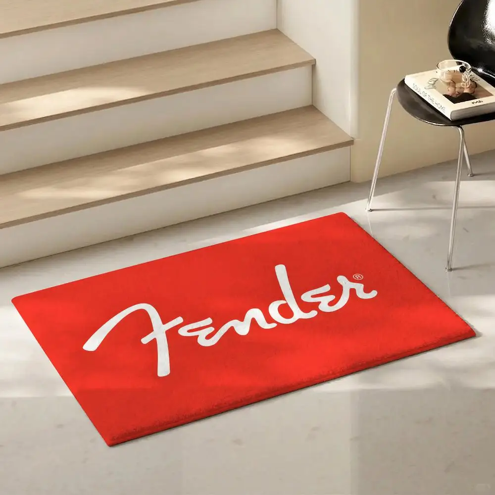Music F-Fender Floor Mat Eco-Friendly Flannel Doormat Non-Slip Odorless Soft Short Plush Indoor Floor Rug