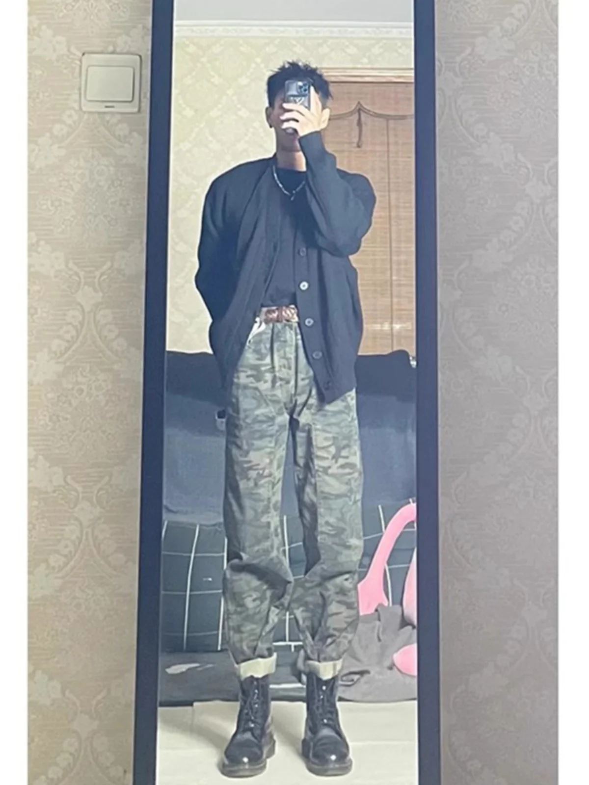 

Cleanfit Camouflage Work Pants Men's Autumn Winter Thiened Fce American High Street Sle Matching Boots