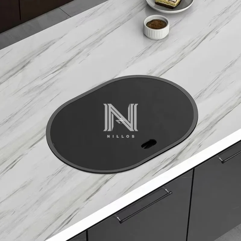 TD5540 Oval Concealed Sink - Small 304 Steel, Acrylic Cover for RV/Bar/Coffee Corner, Waterfall Design