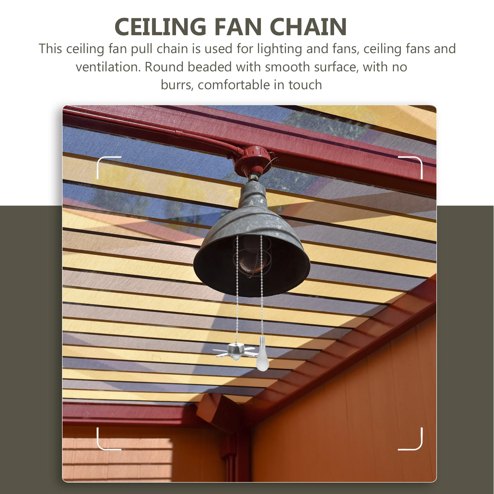 

2Pcs Ceiling Fan Pull Chains Round Beaded Durable Fan Light Pull Cords Extension Vintage Design Lamp Pendant for Home Wedding