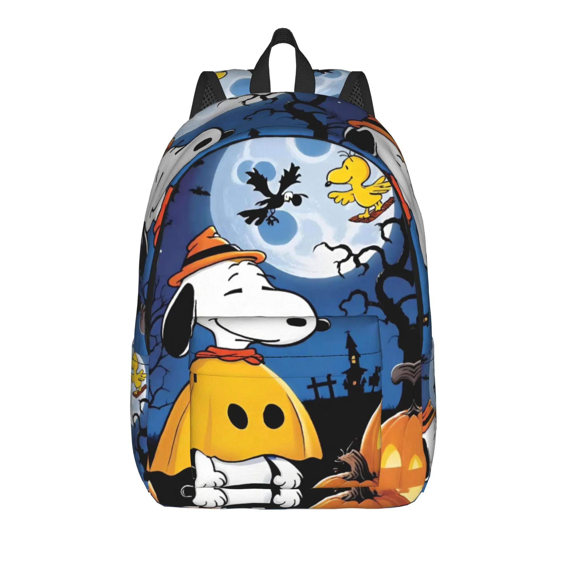 Snoopys Pumpkin Halloween Classical Backpack with Pocket Student Work  Daypack for Men Women College Shoulder Bag