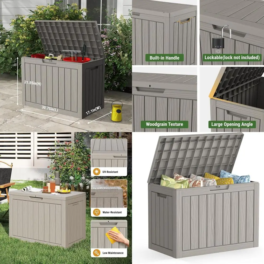 

Outdoor Resin Storage Box, 45 Gallon Waterproof Deck Chest for Patio Cushions, Pool Gear, Garden Tools, UV & Weather Resistant,